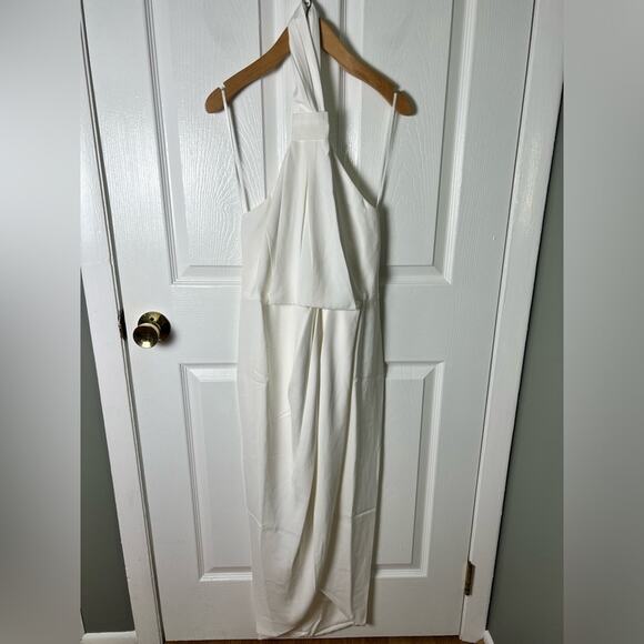 Shona Joy Revolve White Knotted Halter Sleeveless Tulip Hem Gown Ivory 4 NEW - Picture 3 of 10